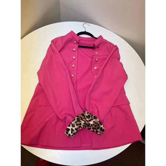 SHEIN 2X pink suit jacket, leopard cuffs - Picture 9 of 10